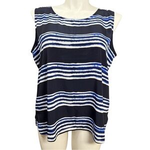 Chico's Sleeveless Blouse, Size 3/XL, Navy and White